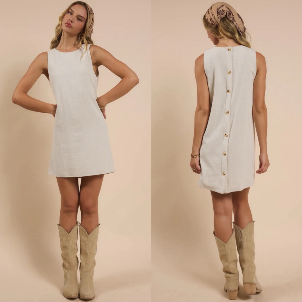 Sugarloaf A-Line Button Back Dress, Oatmeal | Sadie & Sage